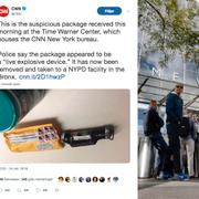 CNN:s bild på bomben/Time Warner-byggnaden i New York.