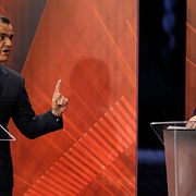 Óscar Iván Zuluaga och Juan Manuel Santos i debatt