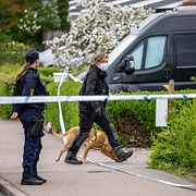 Polis på plats efter mordet