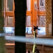 Splitterskador på entrédörren till 