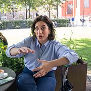 
Liberalernas partiledare Simona Mohamsson (L) fotograferad i Kungsträdgården.