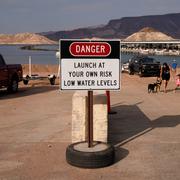 En varning vid Lake Mead.