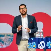 Jimmie Åkesson under sitt Almedalstal.