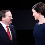 Statsminister Stefan Löfven (S) och Moderaternas partiledare Anna Kinberg Batra