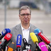 Aleksandar Vucic på valdagen 25 oktober.
