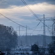 Högspänningsledningar utanför Hörby i januari 2026.