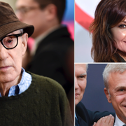 Vänster: Woody Allen. Höger: Christoph Waltz, Gina Gershon. 