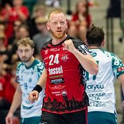 Arkivbild från 26 september: Jim Gottfridsson jublar efter mål under lördagens hemmapremiär i Handbollsallsvenskan mellan IFK Ystad och GF Kroppskultur i Ystad Arena.