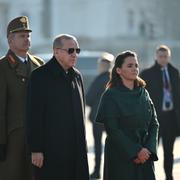 Turkiets president Erdogan och Ungerns president Katalin Novak vid ett möte i december.