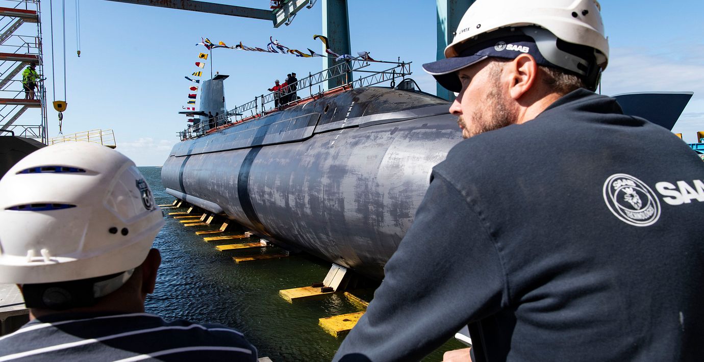 Arkivbild från 2018: Ubåten HMS Gotland sjösattes på onsdagen efter en omfattande renovering och uppdatering på Saab Kockums varv i Karlskrona.