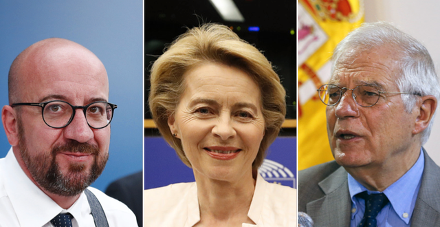 Charles Michel är nominerad till Europeiska rådets ordförande, Ursula von der Leyen till kommissionens ordförande och Josep Borrell till EU:s utrikeschef.  TT