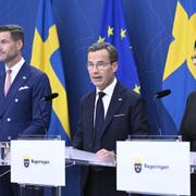 Statsminister Ulf Kristersson (M), Johan Forssell och utrikesminister Maria Malmer Stenergard (M)