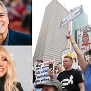 George Clooney/Lady Gaga/demonstrationerna i USA.