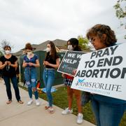 Abortmotståndare utanför en klinik i Texas. 