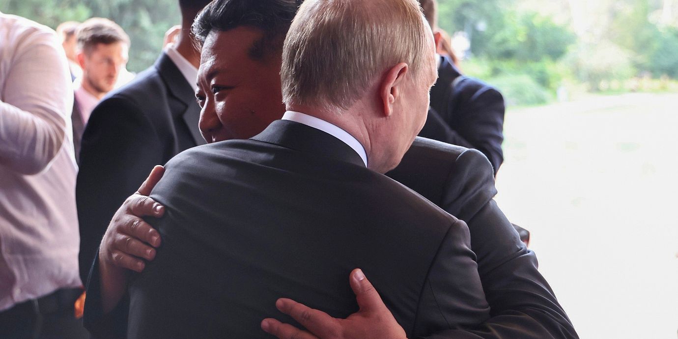 Kim och Putin när de träffades i Kina förra året.