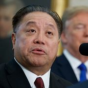 Hock Tan vid ett möte med president Donald Trump i Vita huset. Arkivbild.