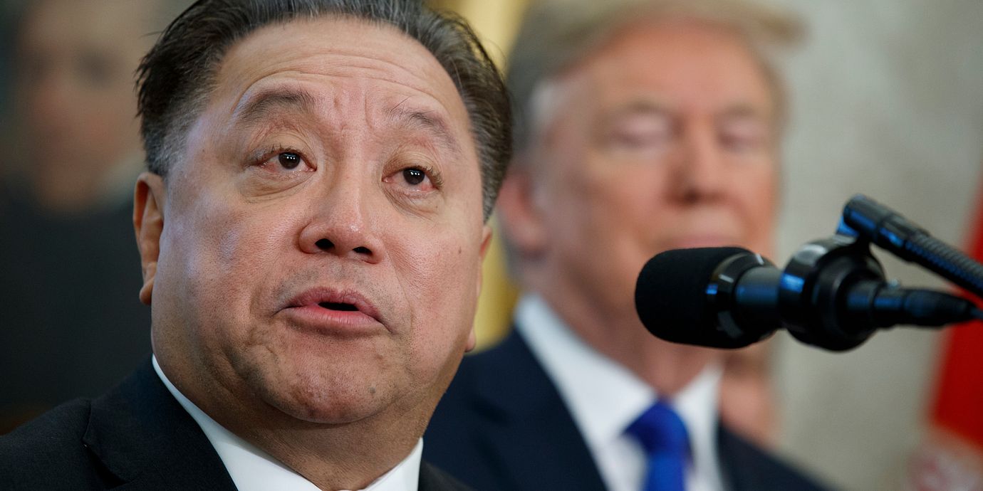 Hock Tan vid ett möte med president Donald Trump i Vita huset. Arkivbild.