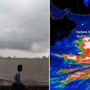 Hårda vindar i Indien och satellitbilder av cyklonen.