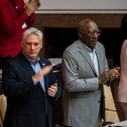 Kubas president Miguel Diaz-Canel under parlamentets öppnande på fredagen.