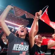 Publiken under volleybollmatchen i Nebraska