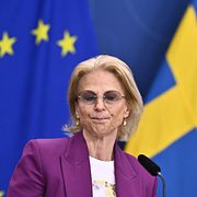 Arkivbild från maj: Finansminister Elisabeth Svantesson (M) under en pressträff.