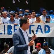 Juan Guaidó under en demonstration i Caracas i april 2019.