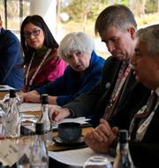 Bild från G20-mötet. I mitten USA:s finansminister Janet Yellen. Aijaz Rahi / AP