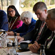 Bild från G20-mötet. I mitten USA:s finansminister Janet Yellen. Aijaz Rahi / AP