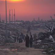 Bild från Gaza stad som visar förödelsen efter Israels krigföring. 