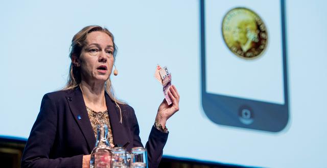 Förste vice riksbankschef Cecilia Skingsley presenterade planerna på en så kallad e-krona, arkivfoto. Lars Pehrson/SvD/TT / TT NYHETSBYRÅN