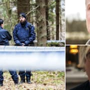 Avspärrningar vid brottsplatsen, Patrik Karlsson, boende på orten, och Maurits Rehn, kyrkoanställd.