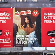 Illustrationsbild på Vänsterpartiets valaffischer.