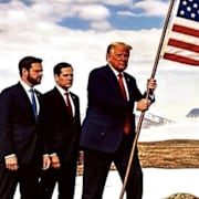 Den AI-genererade bilden där Trump sätter flaggan på Grönland/Trump före avresan till Davos.