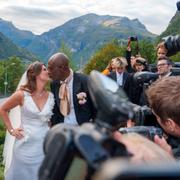 Prinsesse Märtha Louise och Durek Verret under bröllopsfesten i Geiranger i augusti. 