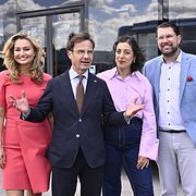 Tidöpartierna anklagades för valfläsk när de i maj berättade att månadskorten på kollektivtrafiken skulle halveras från och med 1 juli. På bilden Ebba Busch (KD), Ulf Kristersson (M), Simona Mohamsson (L) och Jimmie Åkesson (SD).