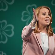 Annie Lööf under sitt tal i går.