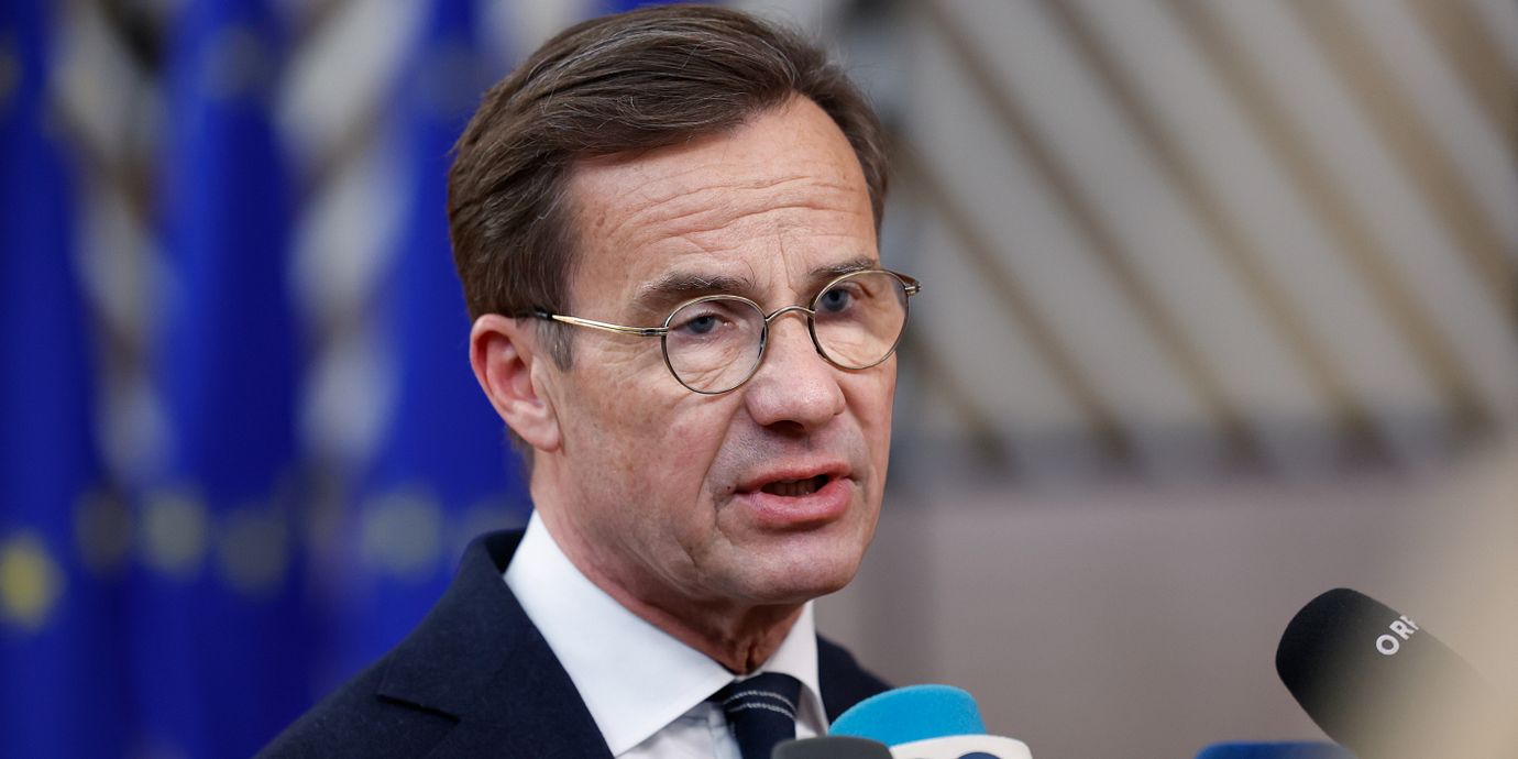Statsminister Ulf Kristersson (M) innan dagens EU-toppmöte i Bryssel.