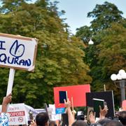 Demonstration mot koranbränning på Medborgarplatsen i Stockholm.