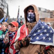 Trumps supportrar på plats i Washington DC. 