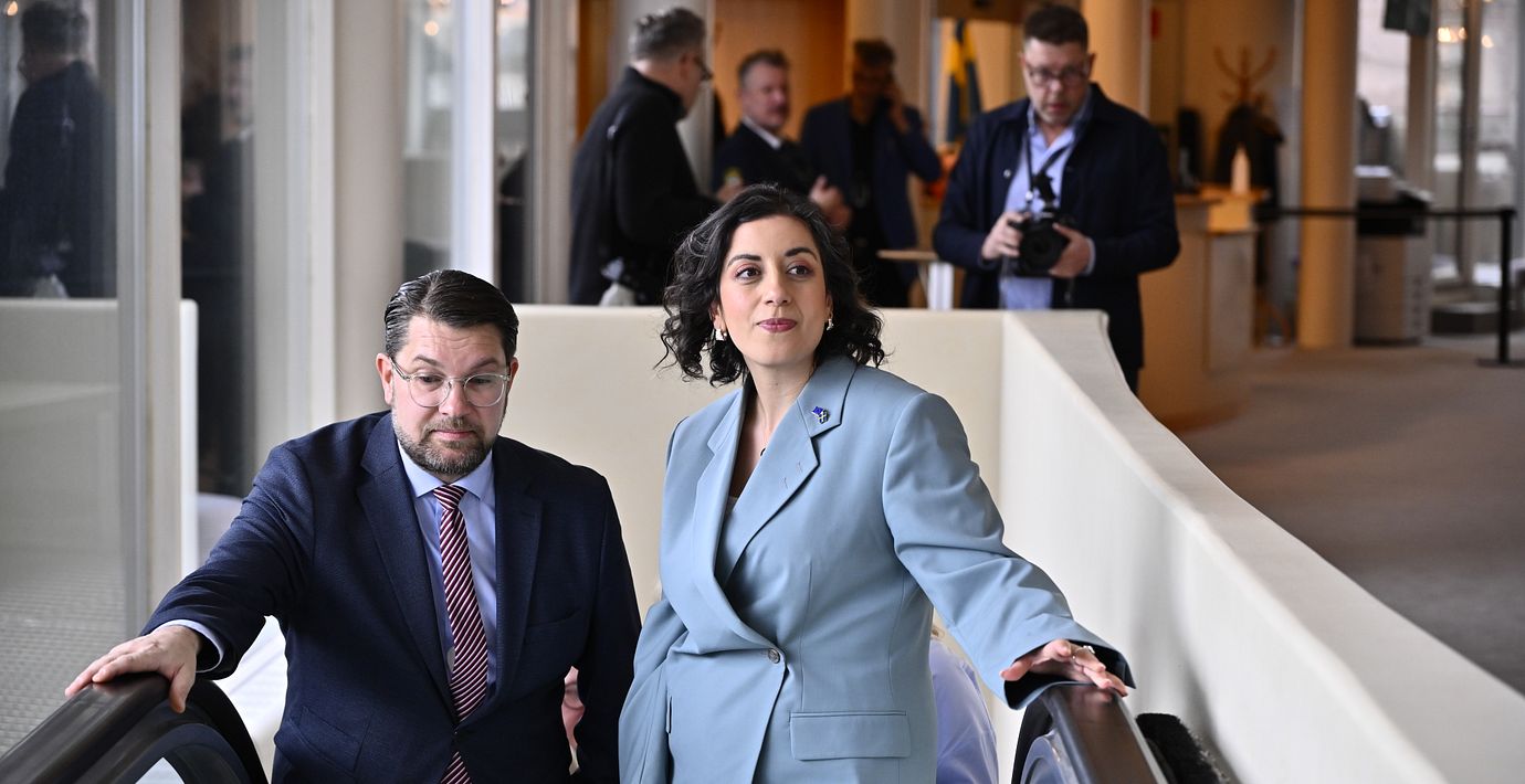 Liberalernas partiledare Simona Mohamsson (L) och Sverigedemokraternas Jimmie Åkesson (SD).