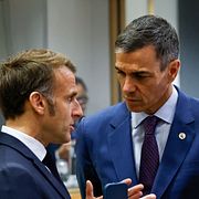 Frankrikes president Emmanuel Macron och Spaniens premiärminister Pedro Sánchez.
