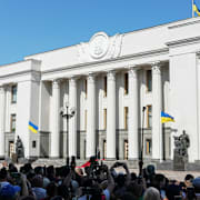 Verkhovna Rada, Ukrainas parlament, bilden är från 2019. 