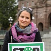 Jojo Mehta deltar i manifestationen Fridays for future på Mynttorget i Stockholm i oktober 2020.