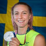 Sarah Sjöström med silvermedaljen.