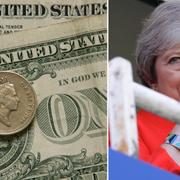 Arkivbilder: Pund, dollar, Theresa May.