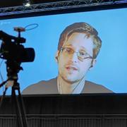 Edward Snowden under en videokonferens 2017.