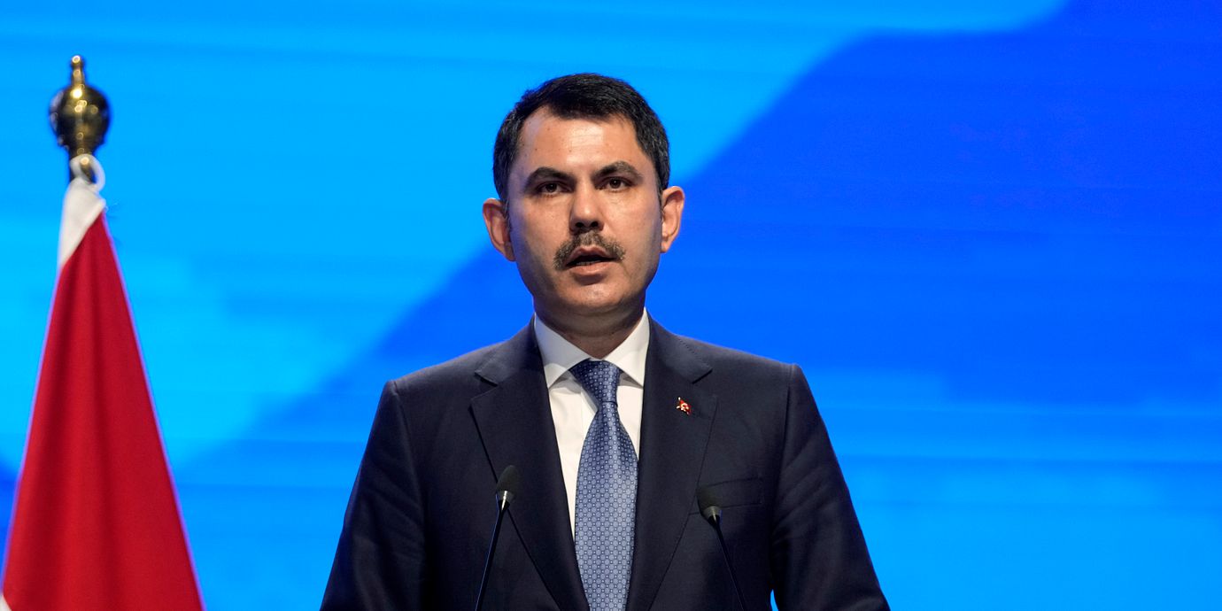 Turkiets klimatminister Murat Kurum under ett tidigare COP-möte.