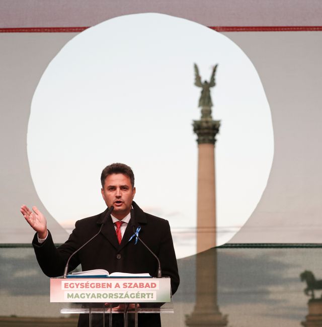 Hungarian opposition candidate Peter Marki-Zay.  Laszlo Balogh / AP