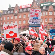 En demonstration i Köpenhamn mot USA:s påtryckningar i januari 2026.  rit806