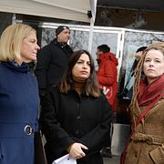 Magdalena Andersson (S), Nooshi Dadgostar (V) och Amanda Lind (MP).